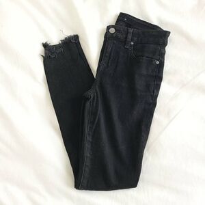 Joe's Jeans Women's W24 Black High Rise Skinny Ankle Jeans 5-Pockets Ripped‎